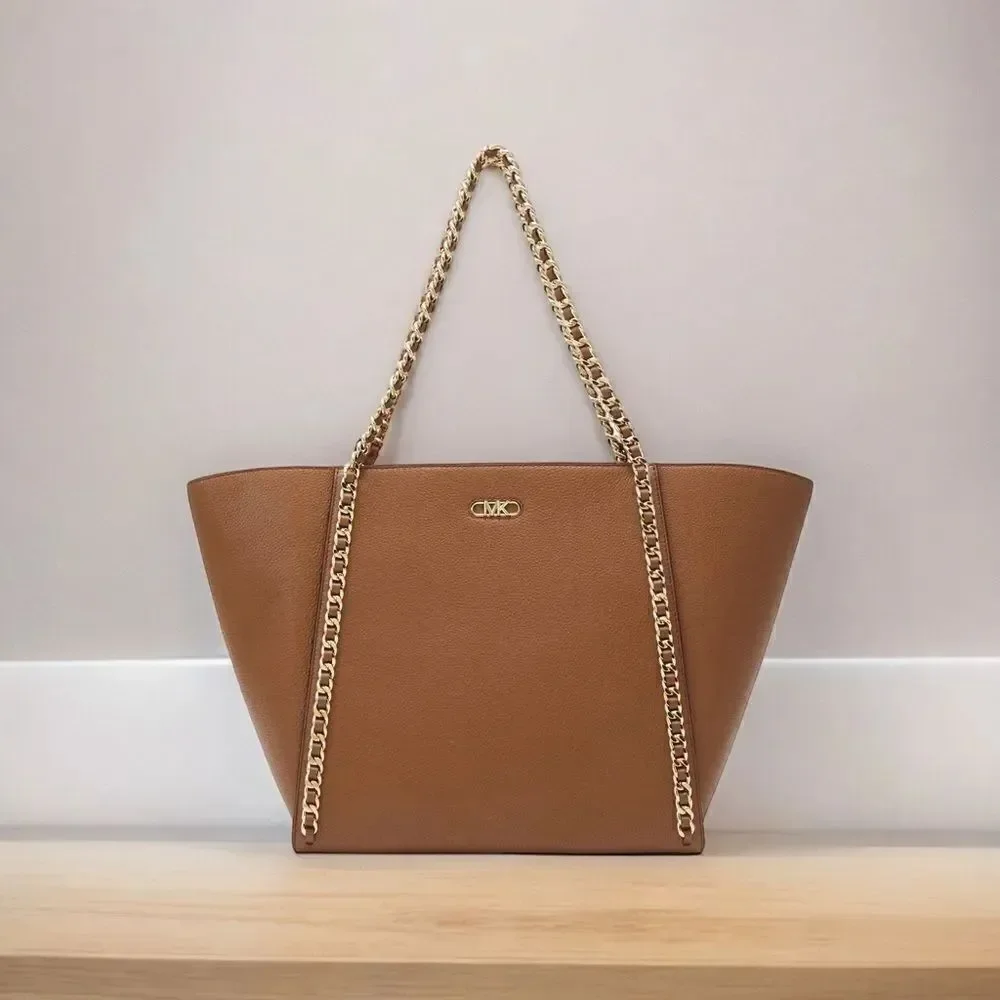 MICHAEL Michael Kors Westley Large Top Zip Chain Tote in Luggage Color